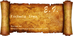 Eschwig Irma névjegykártya